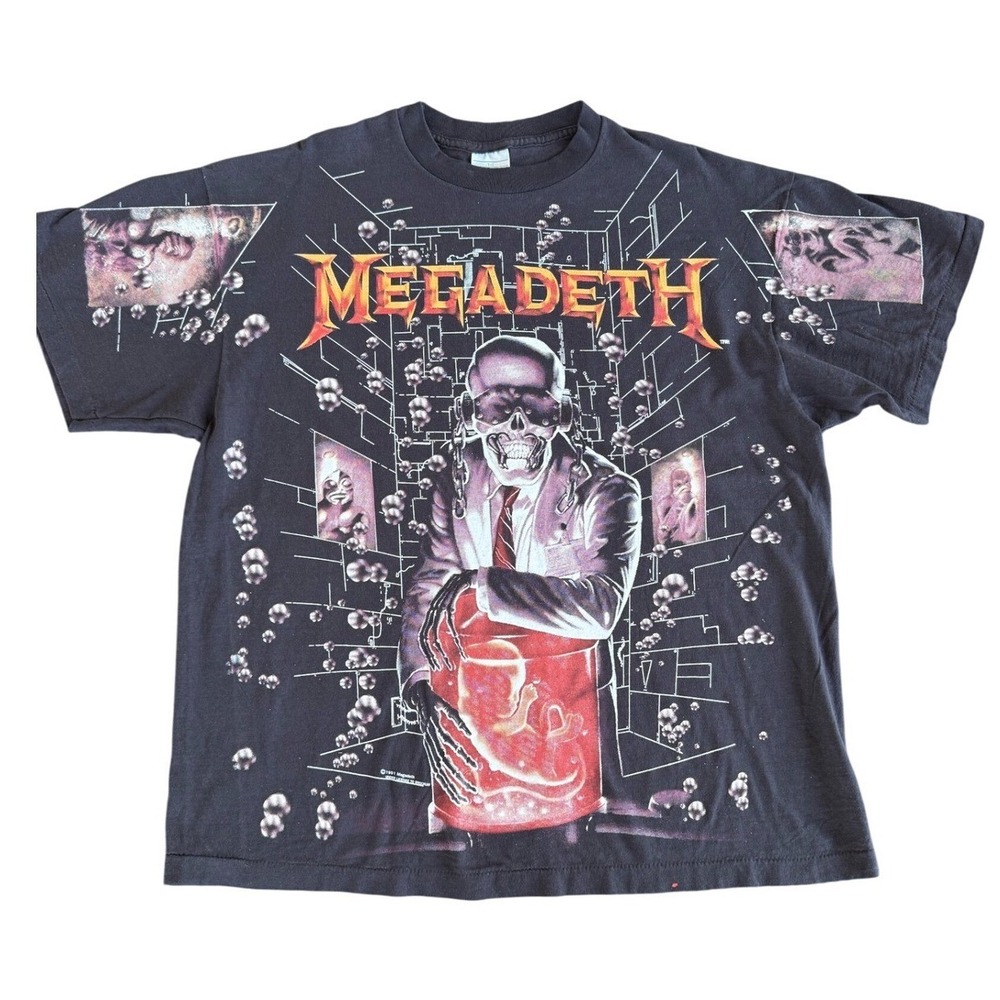 Megadeth Countdown To Extinction 1991 AOP XL Vintage 90s Band Tee REPRINT